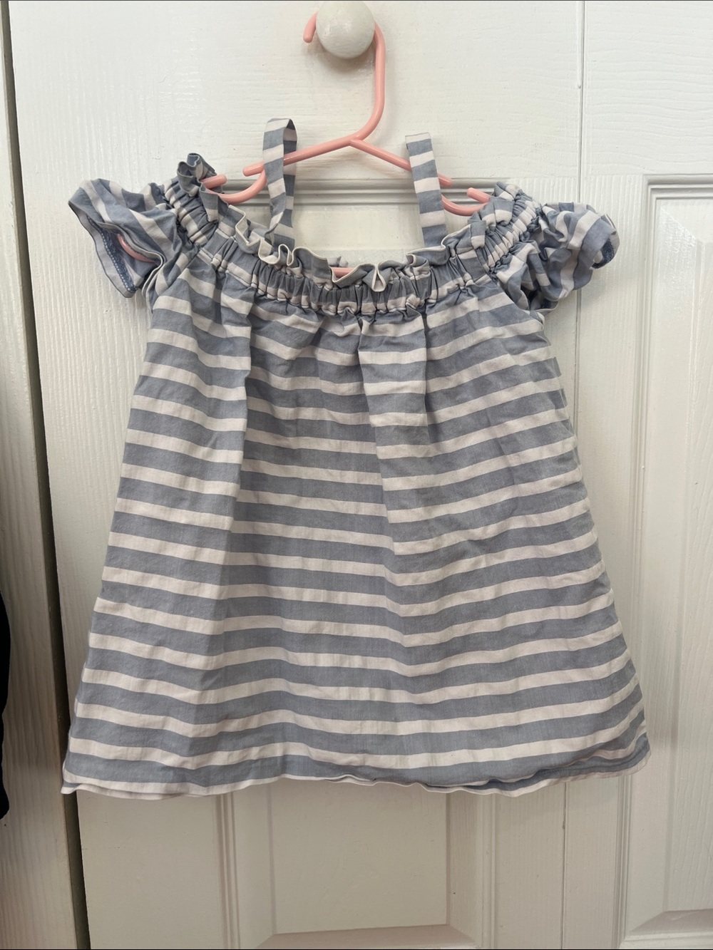Janie and Jack Blue & White Striped Off-Shoulder Summer Dress